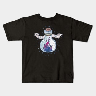 Bisexual Fire Occult Bottle LGBT Bi Pride Flag Kids T-Shirt